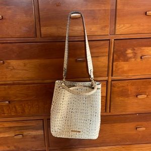 Brahmin purse in white with navy pattern